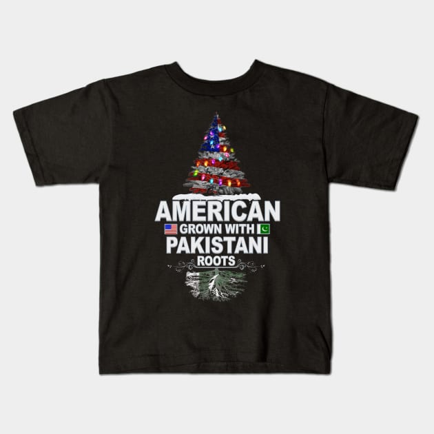 Christmas Tree  American Grown With Pakistani Roots - Gift for Pakistani From Pakistan Kids T-Shirt by Country Flags